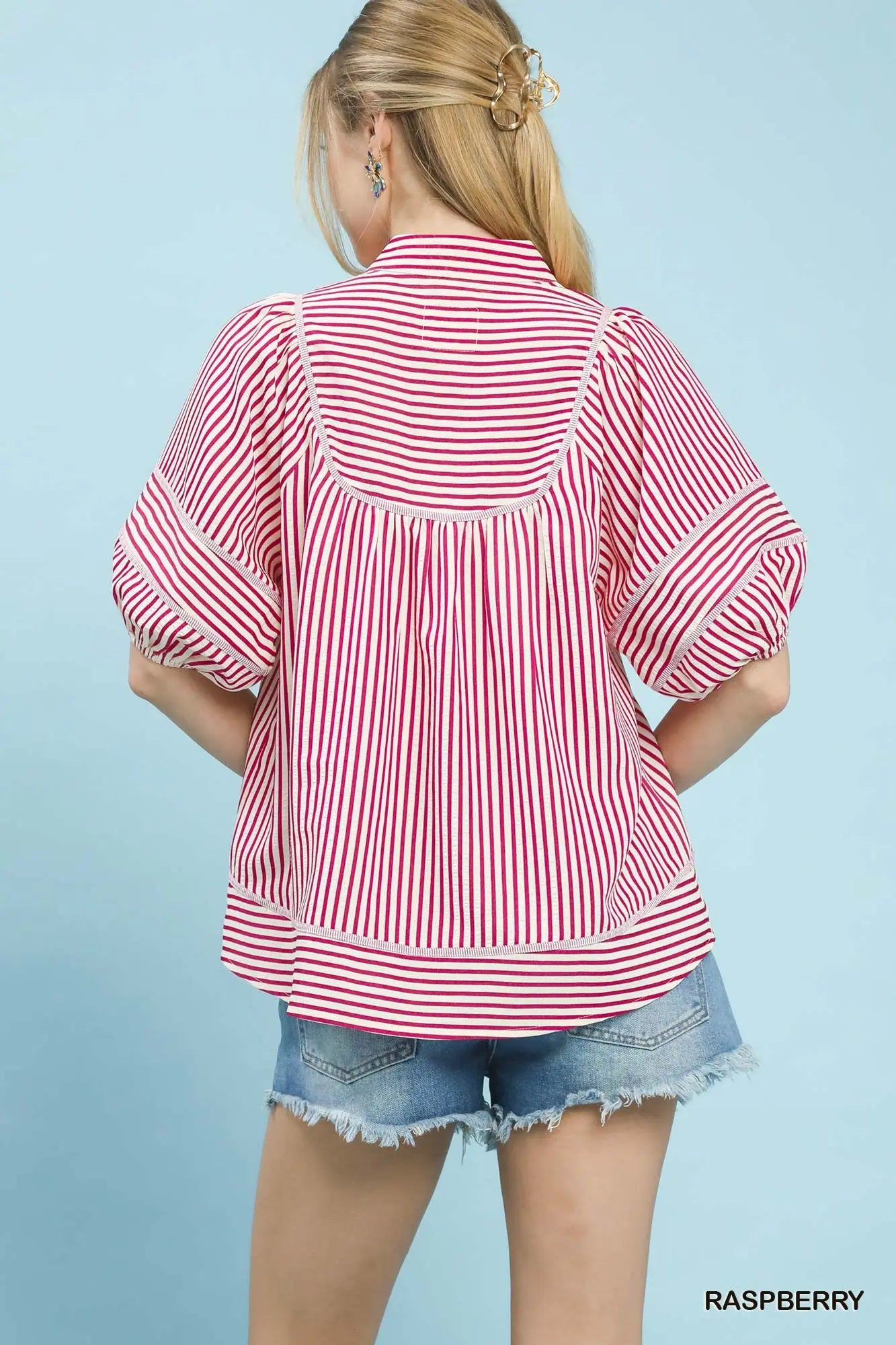 Striped V-neck Top