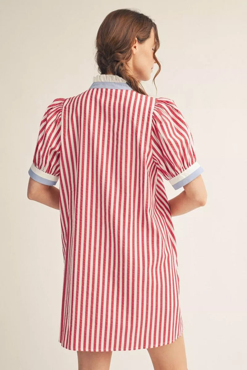 Puff Sleeve Striped Dress