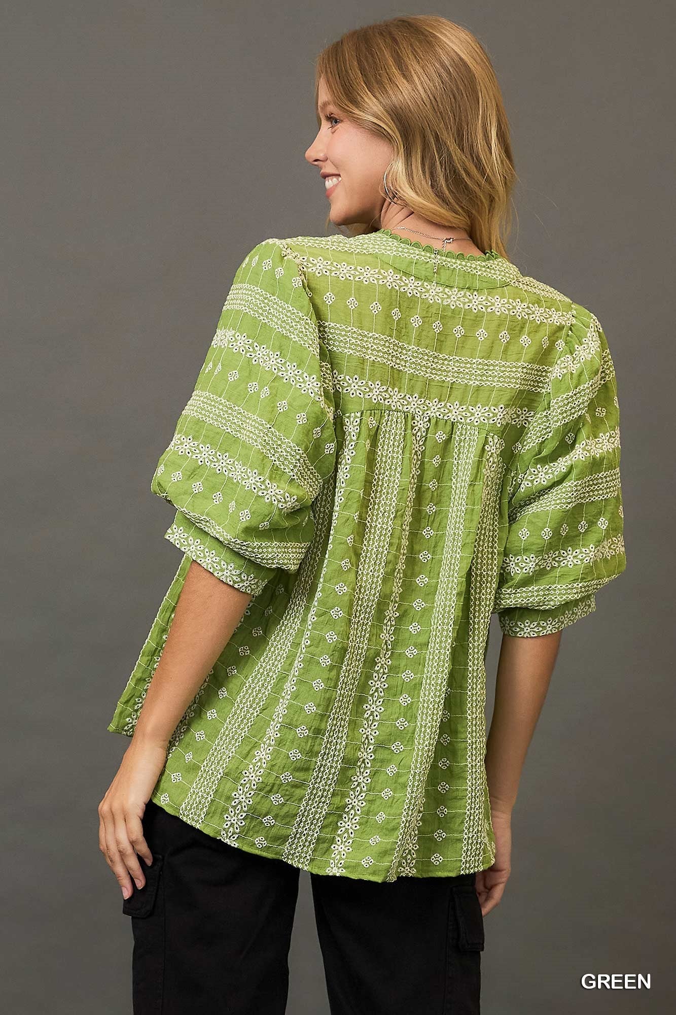 Embroidered Eyelet Top