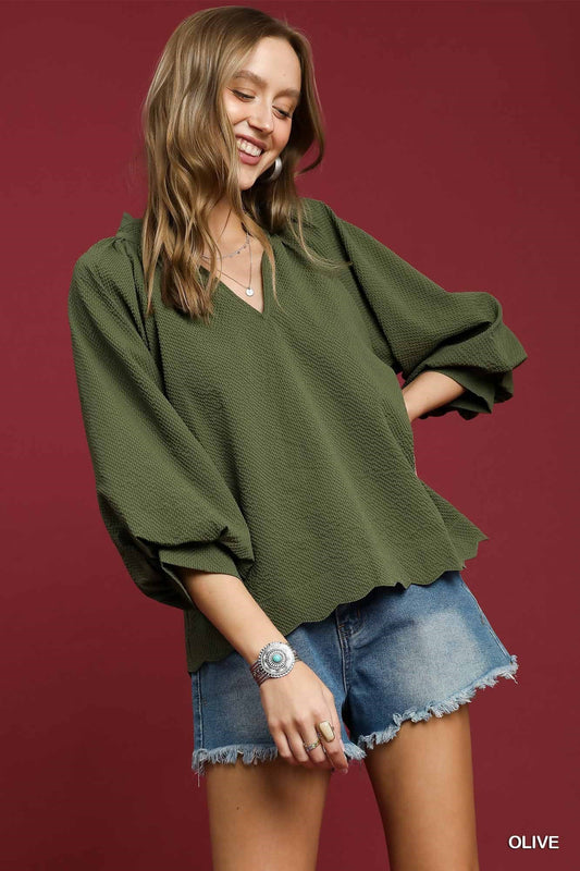 Split V Neck Top