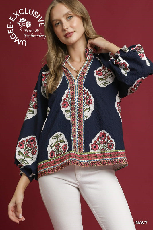 Boho Floral Tunic Top
