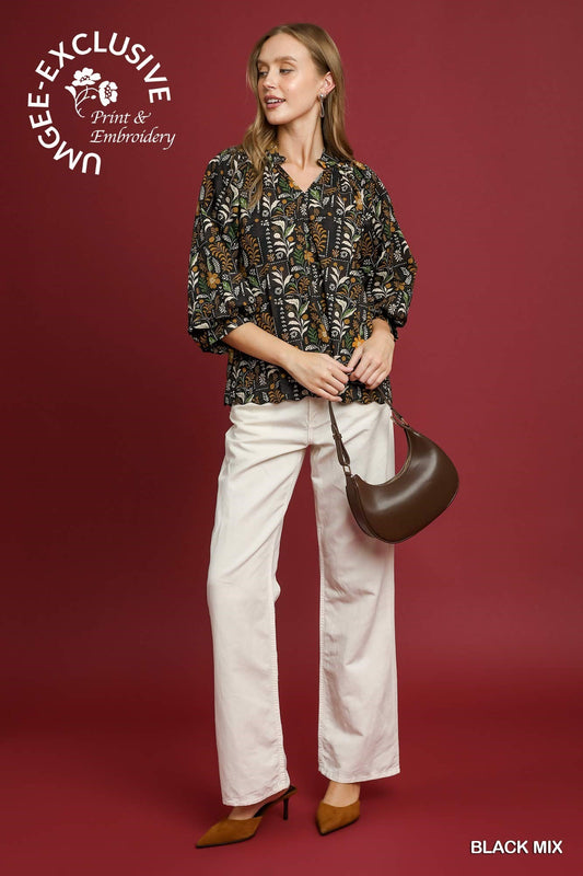 Floral Scalloped Hem Top