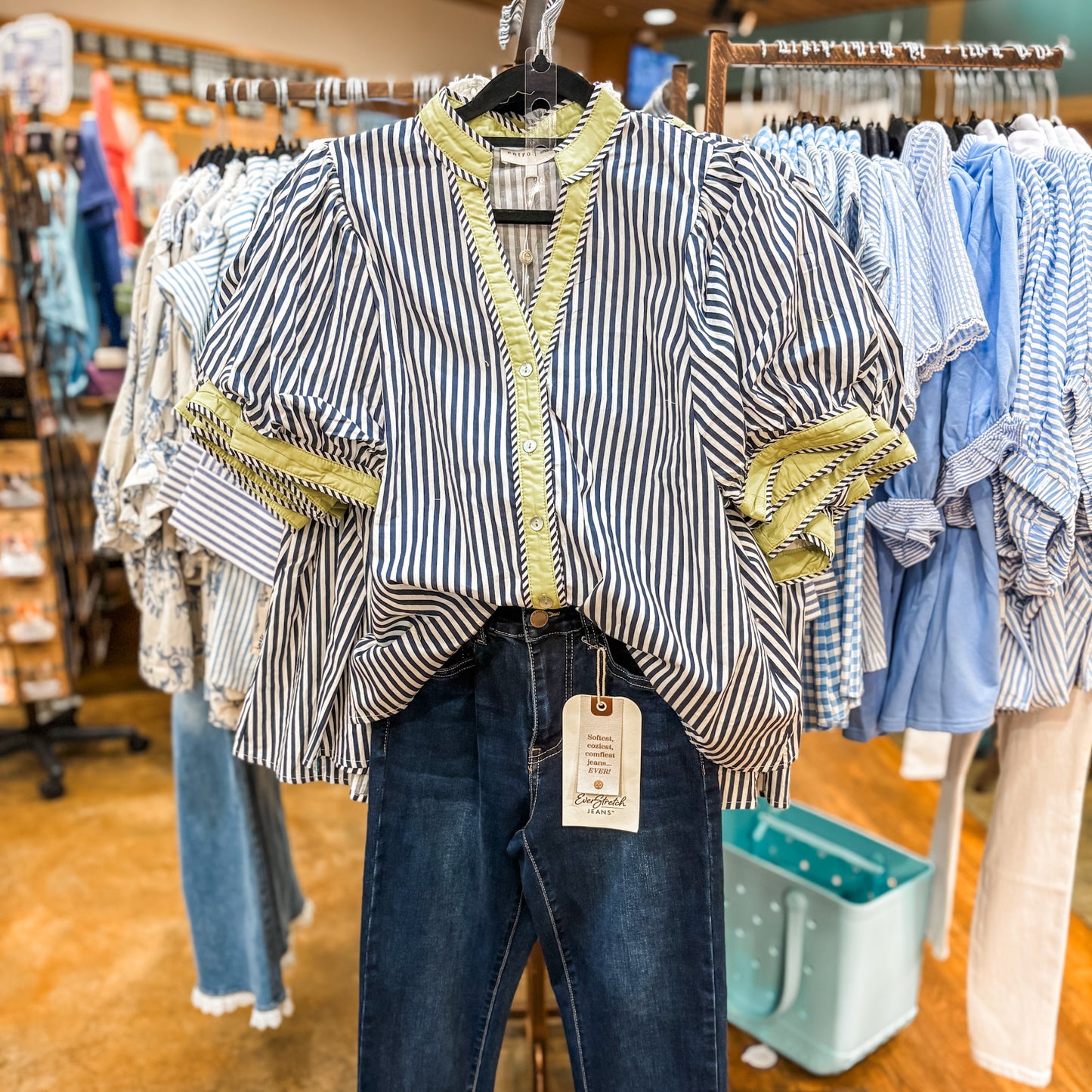 Striped Puff Sleeve Top