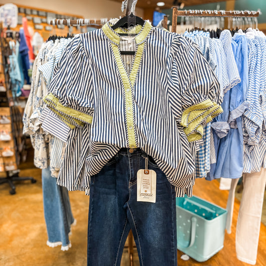 Striped Puff Sleeve Top