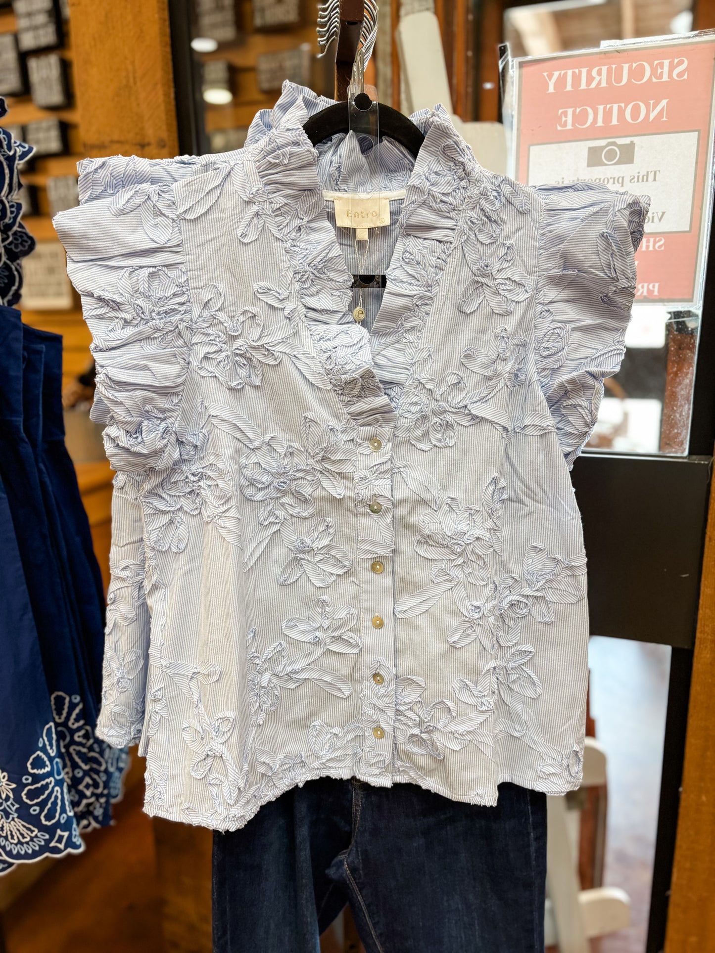 Sleeveless Striped Floral Applique Top