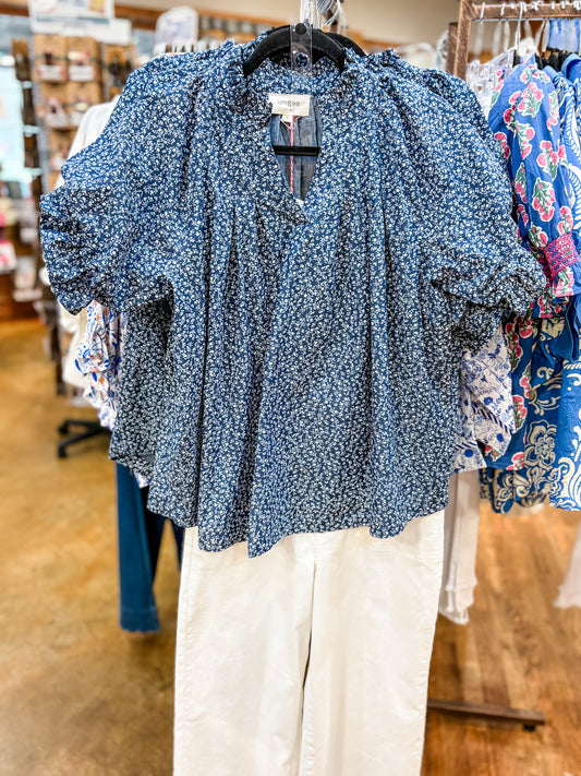 Mini Floral Popover Top with Puff Sleeves