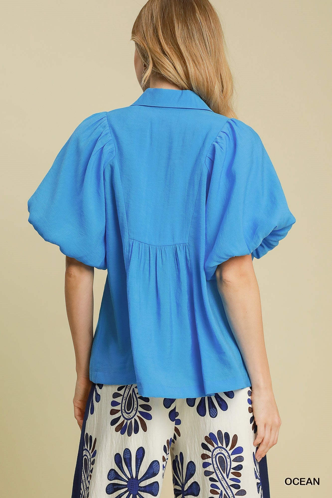 Bubble Sleeve Top with Smocking