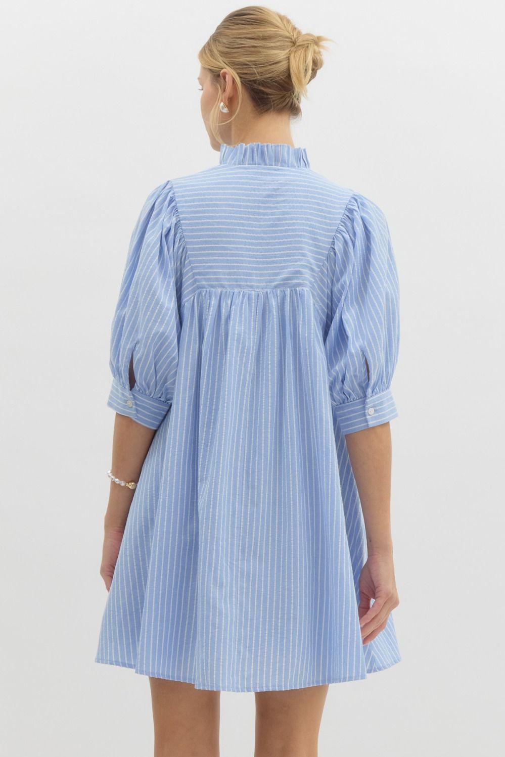 Pinstripe V-neck Mini Dress