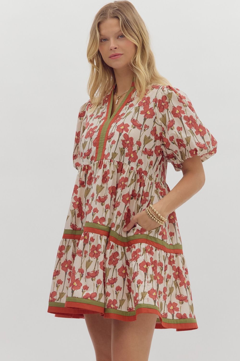 Floral Tiered Mini Dress