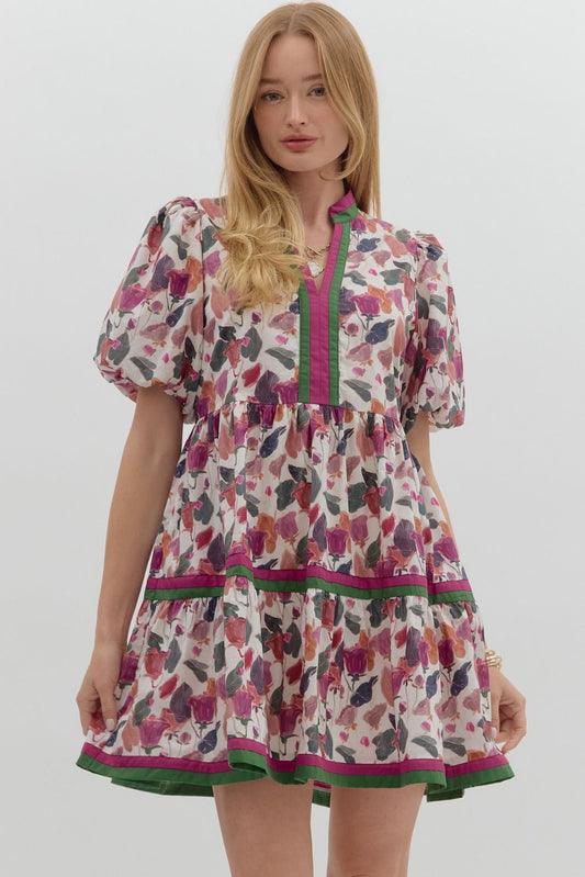 Floral Plum Mini Dress