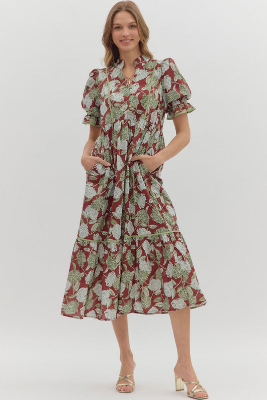 Dress SS Burgundy Hydrangea