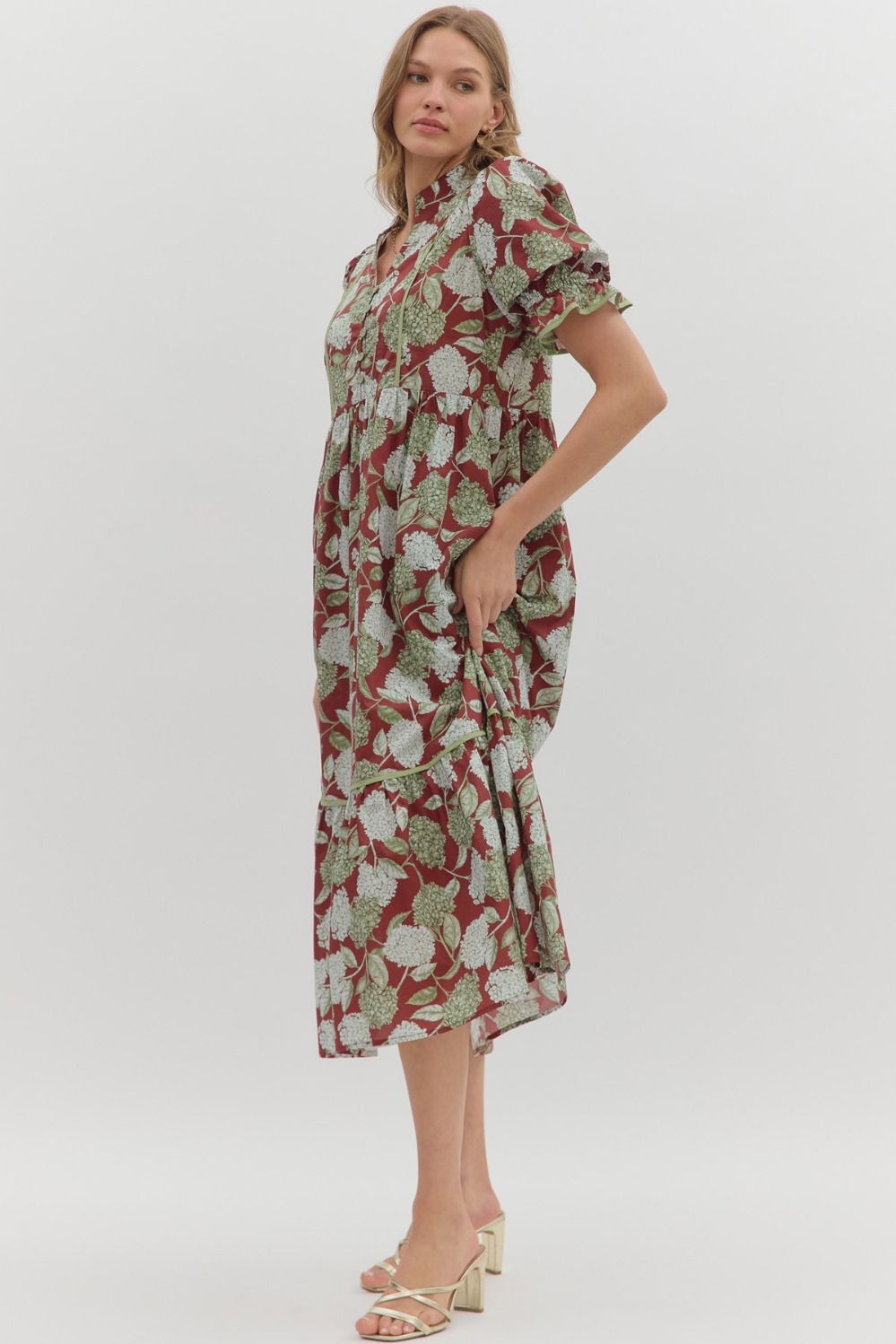 Dress SS Burgundy Hydrangea