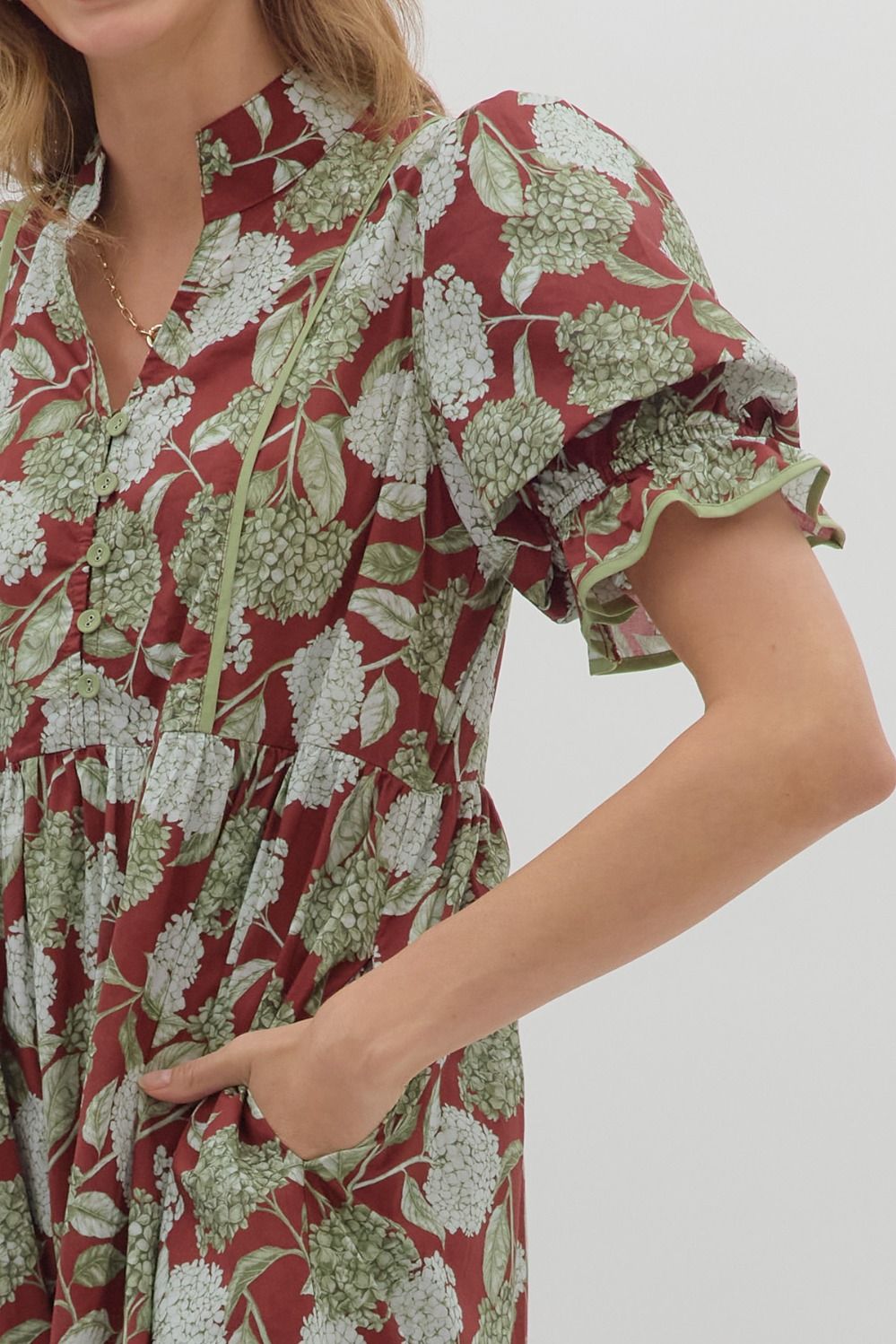Dress SS Burgundy Hydrangea