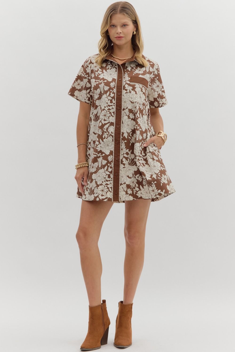 Brown Floral Mini Dress Meriwether Marketplace Brown Floral Mini Dress Meriwether Marketplace