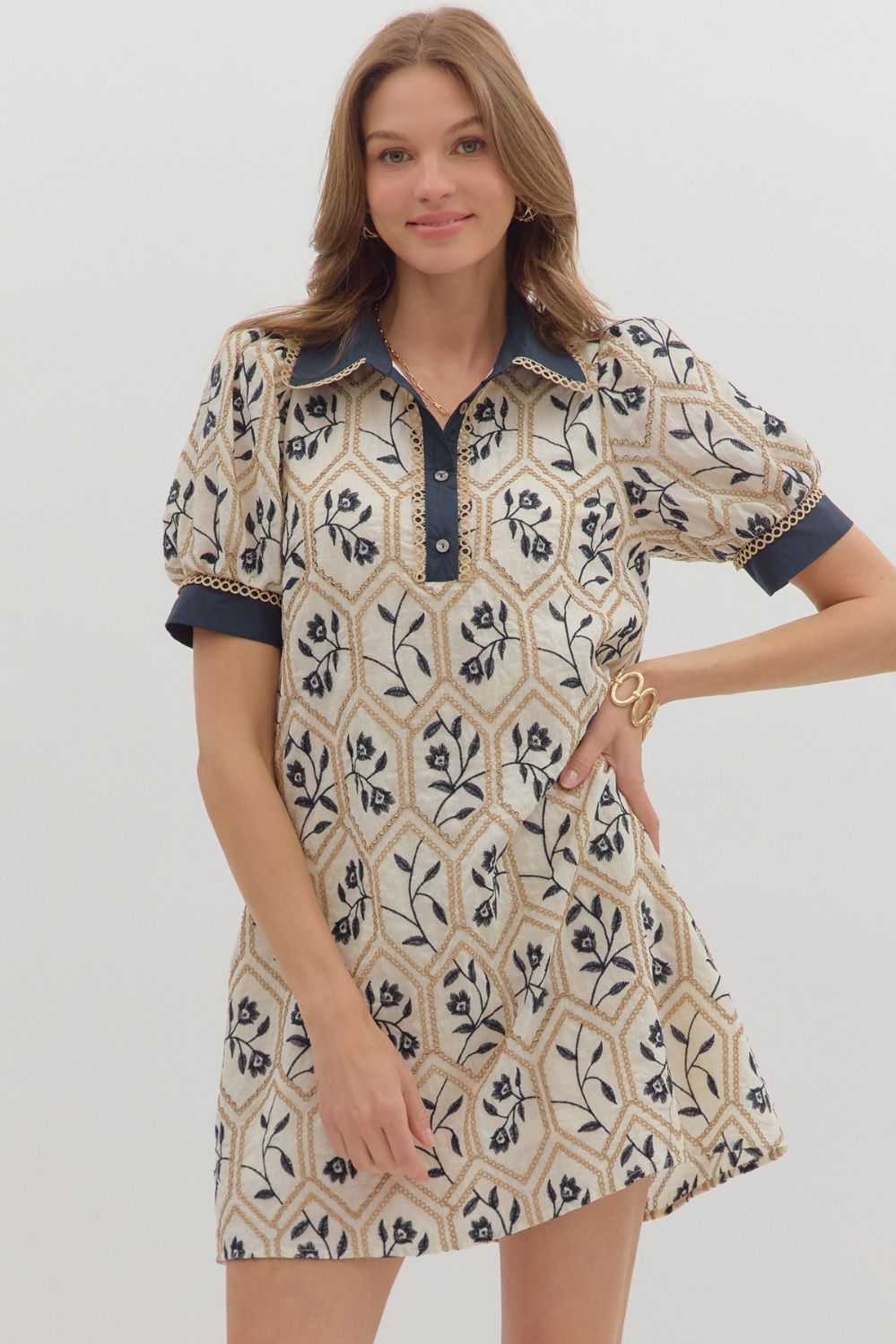 Floral Embroidered Mini Dress