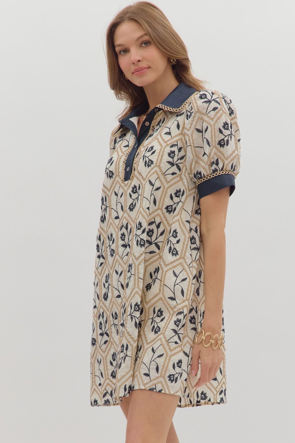 Floral Embroidered Mini Dress