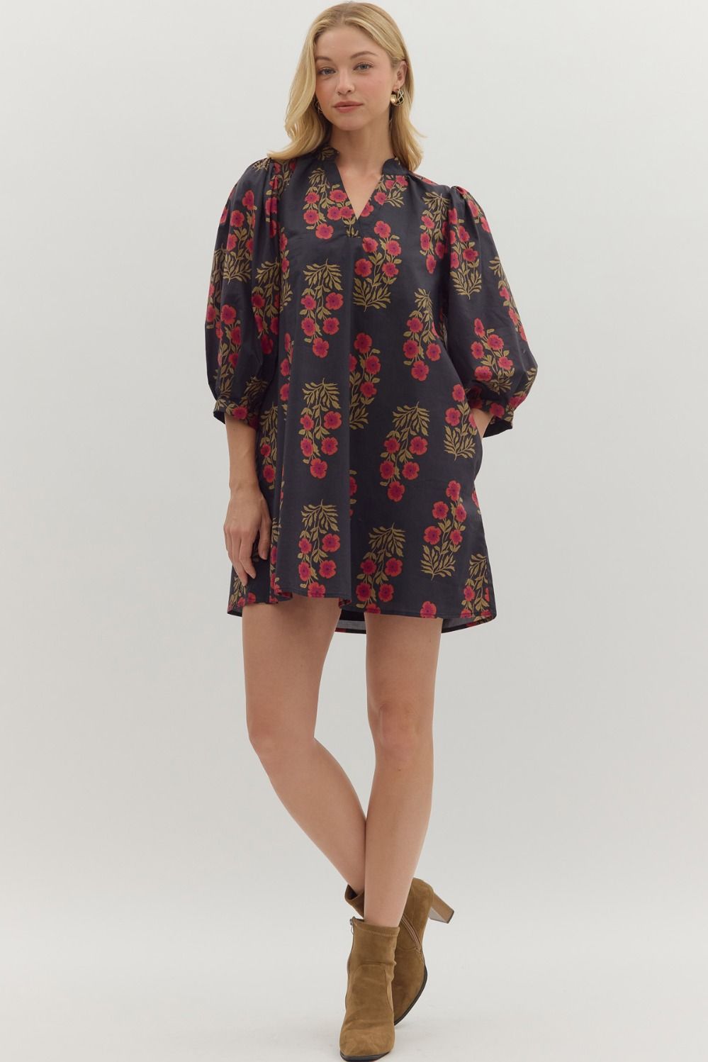 Block Print Floral Dress