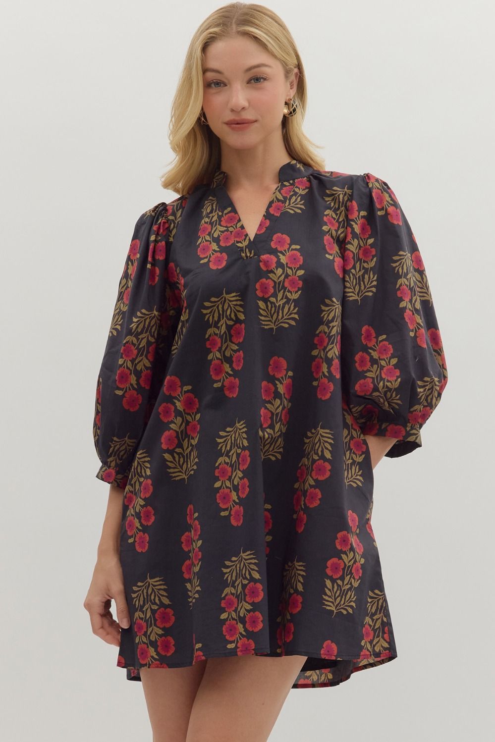 Block Print Floral Dress