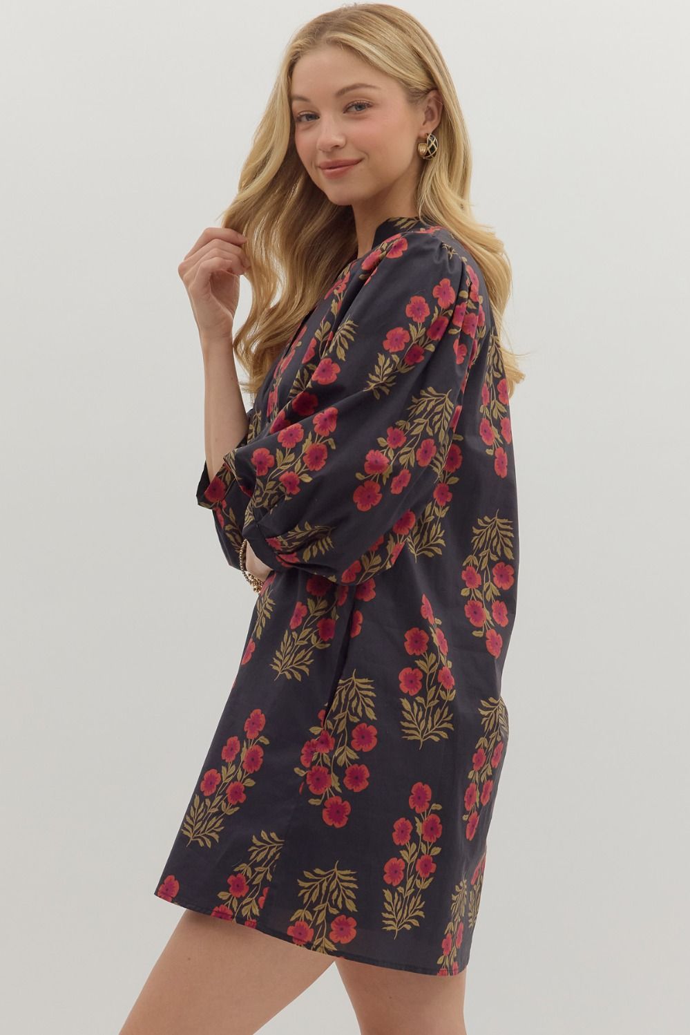 Block Print Floral Dress