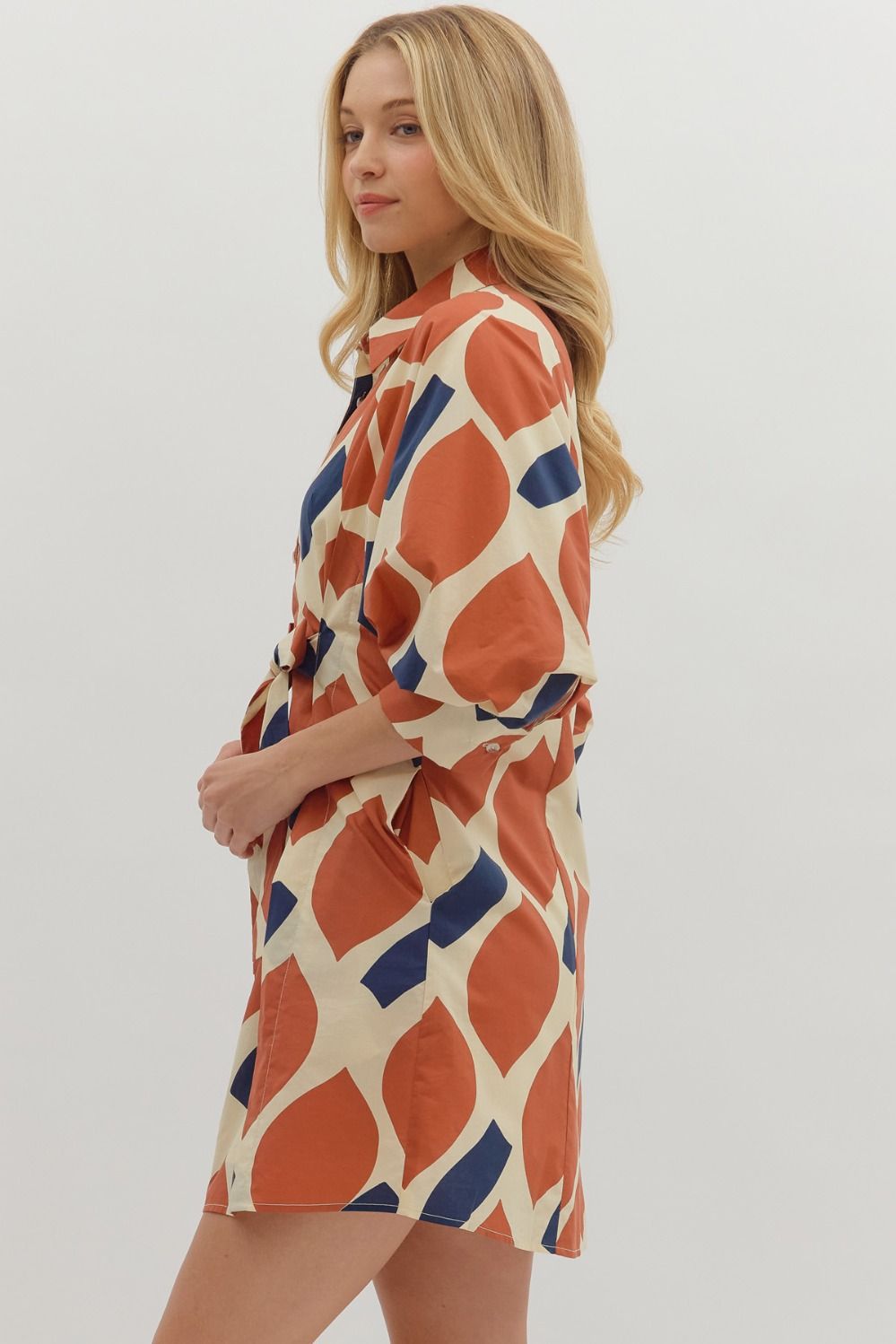 Abstract Print Shirt Dress