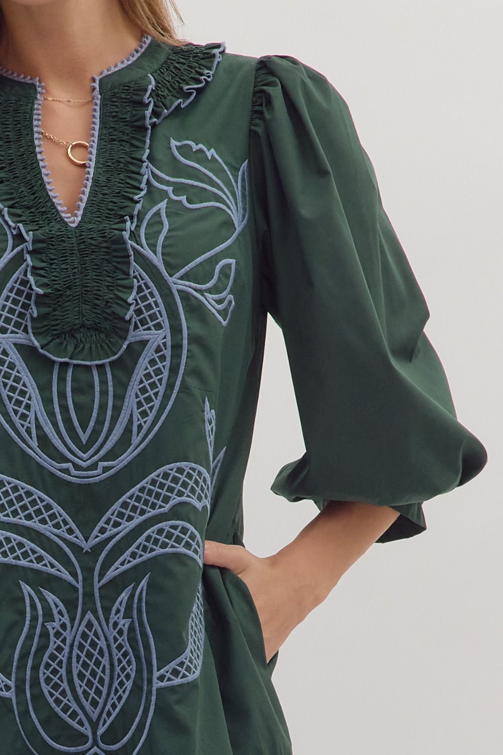 Embroidered Mini Dress