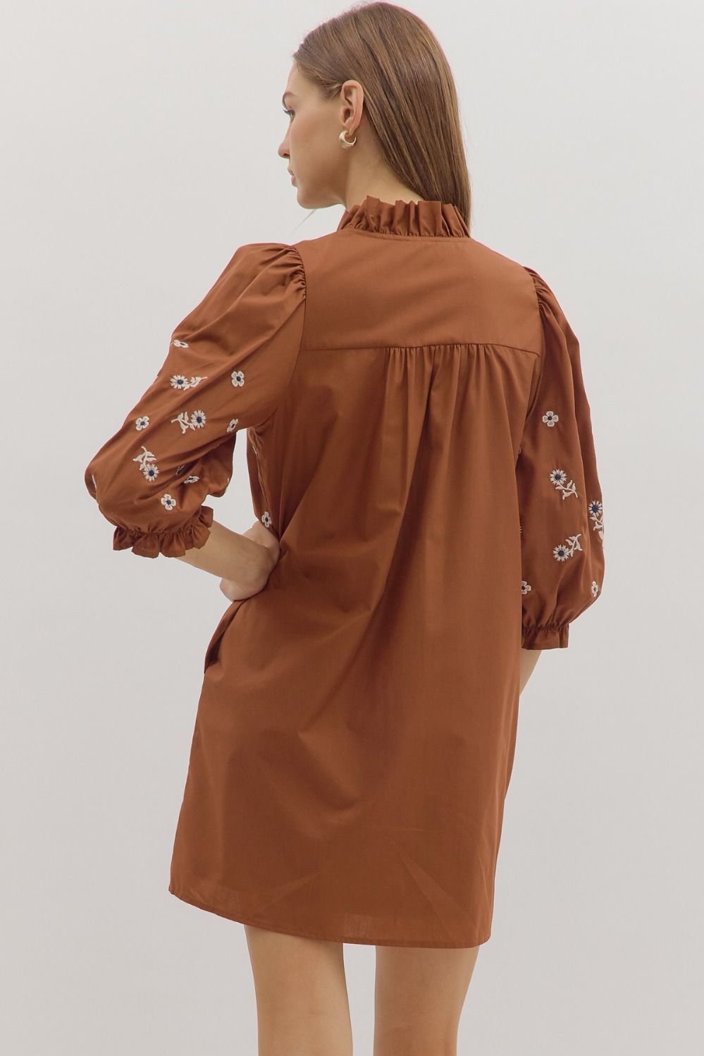 Floral Embroidered Puff Sleeve Dress