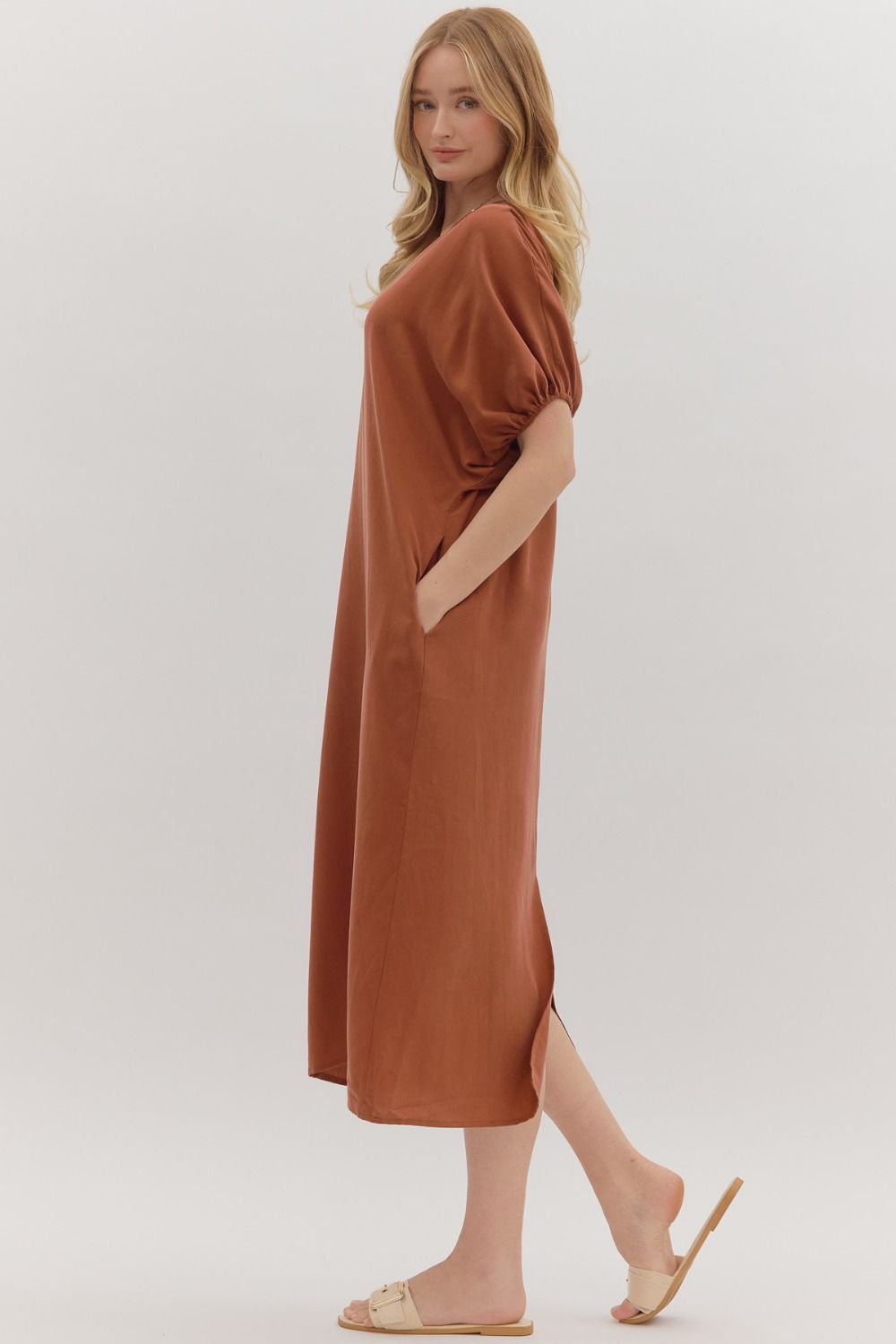 Short Puff Sleeve Caftan Dress