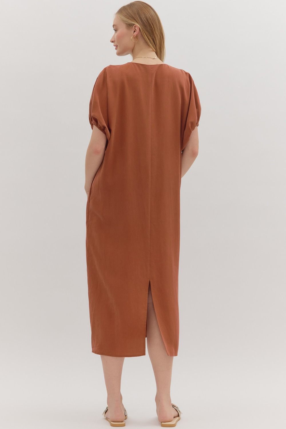 Short Puff Sleeve Caftan Dress