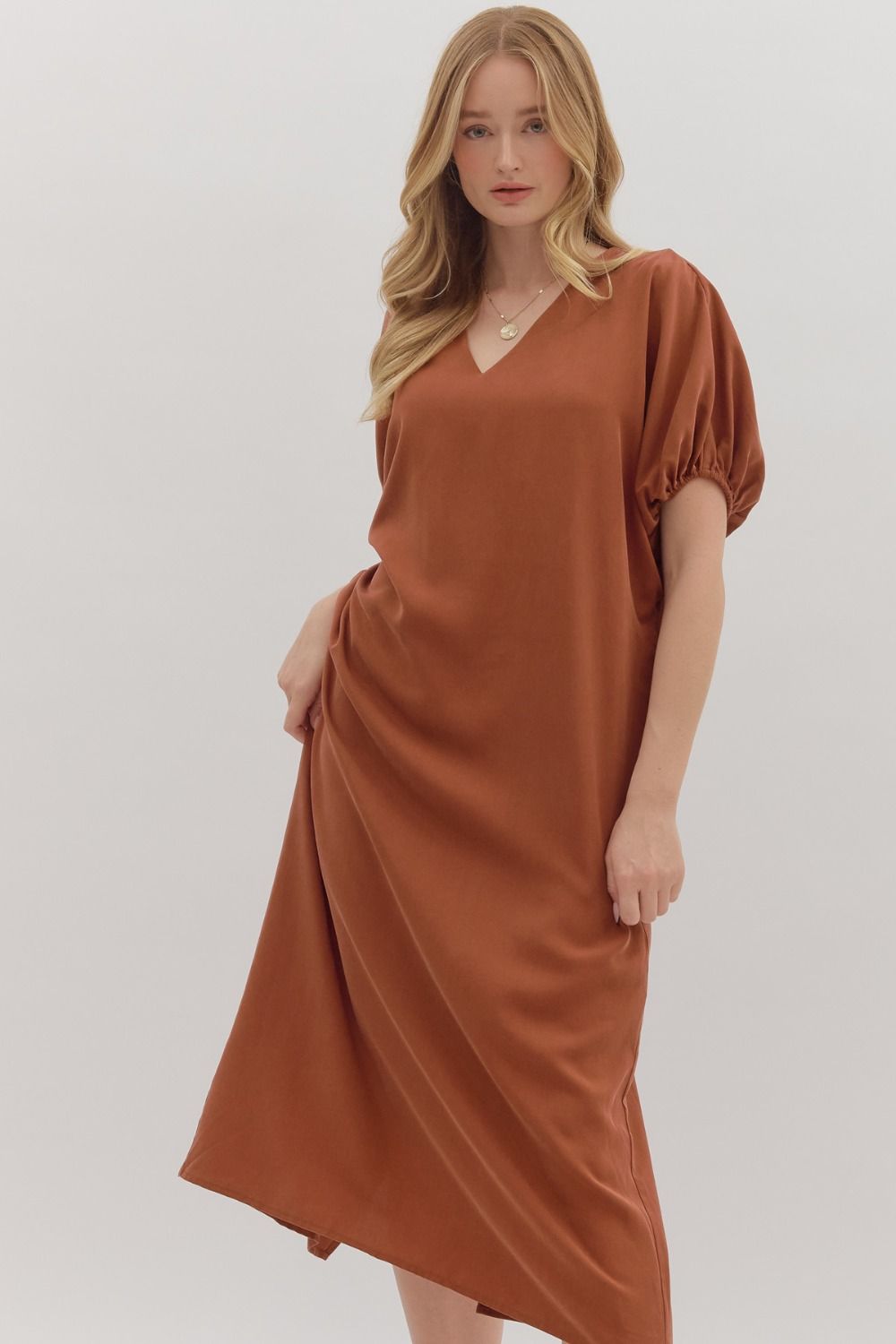 Short Puff Sleeve Caftan Dress