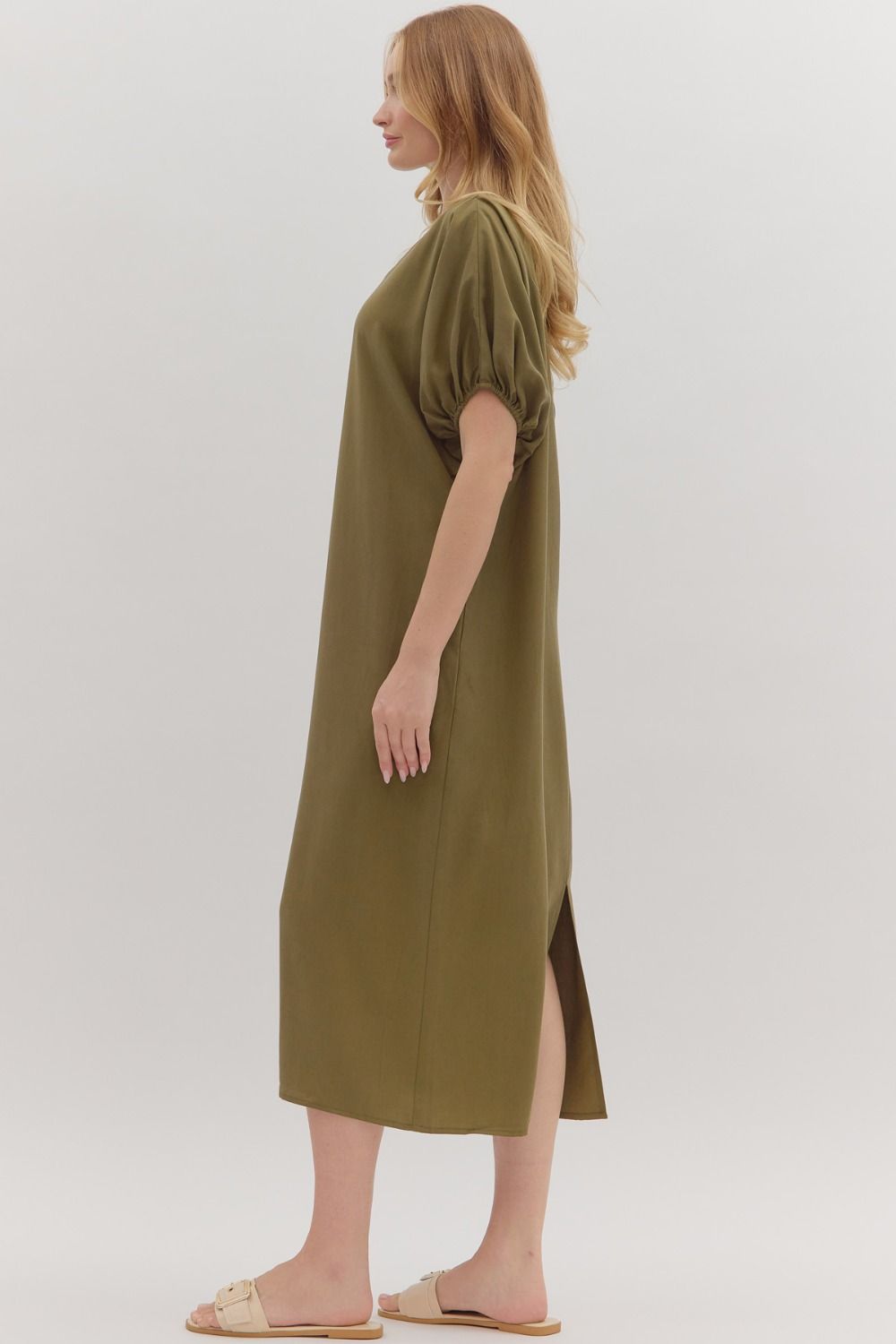 Short Puff Sleeve Caftan Dress