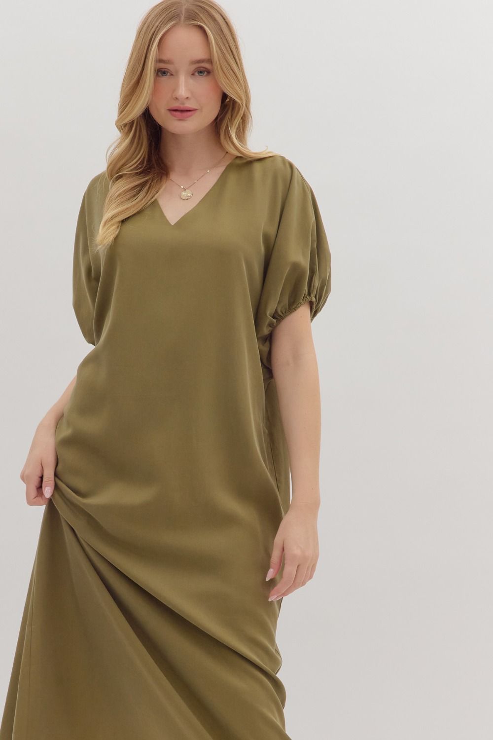 Short Puff Sleeve Caftan Dress
