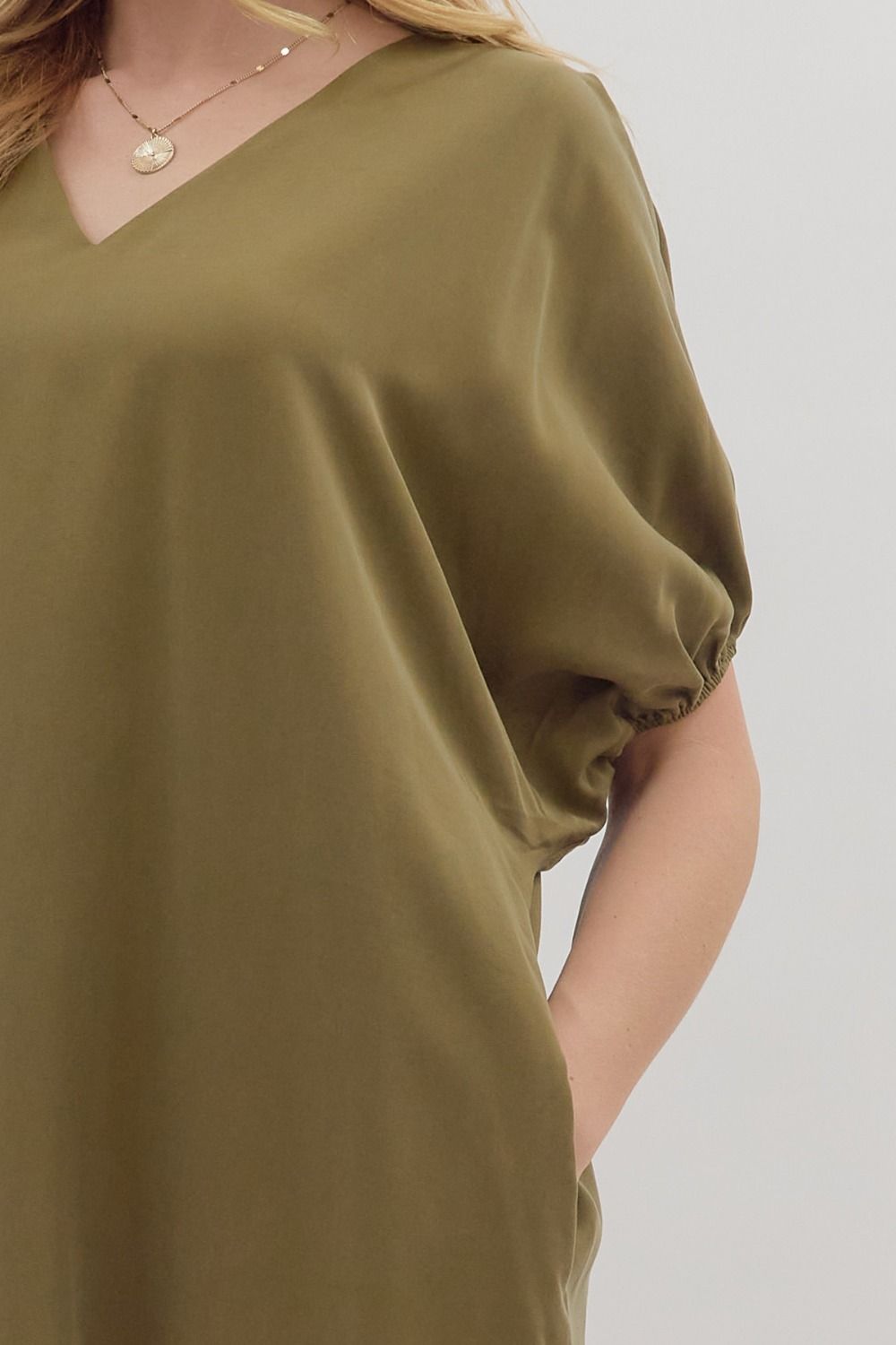 Short Puff Sleeve Caftan Dress