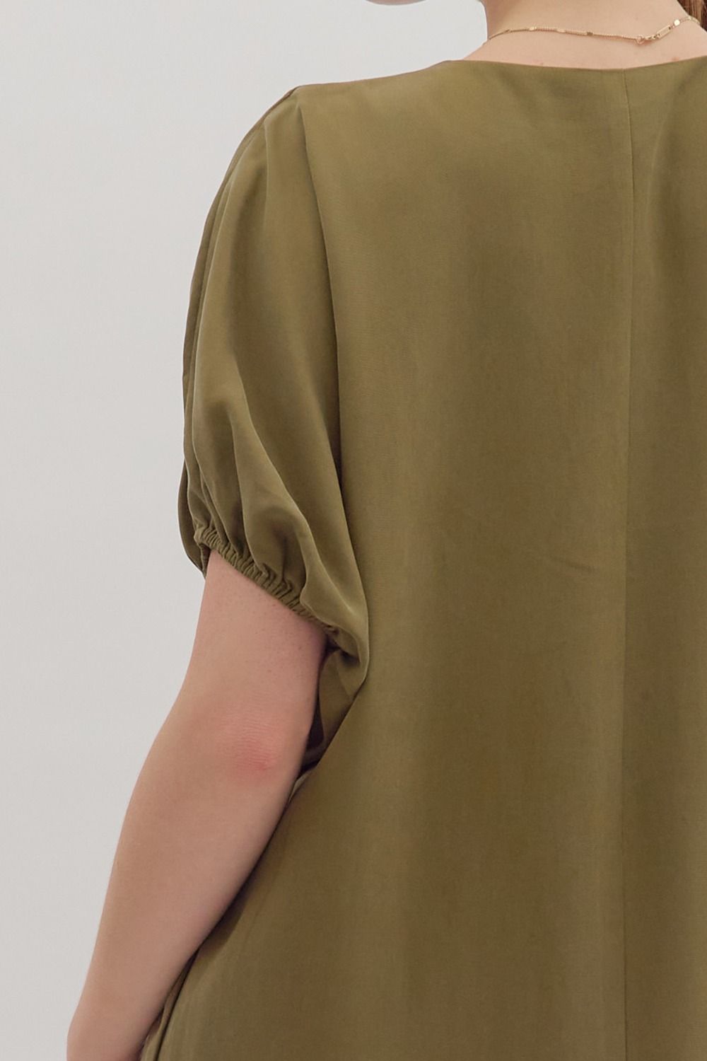 Short Puff Sleeve Caftan Dress