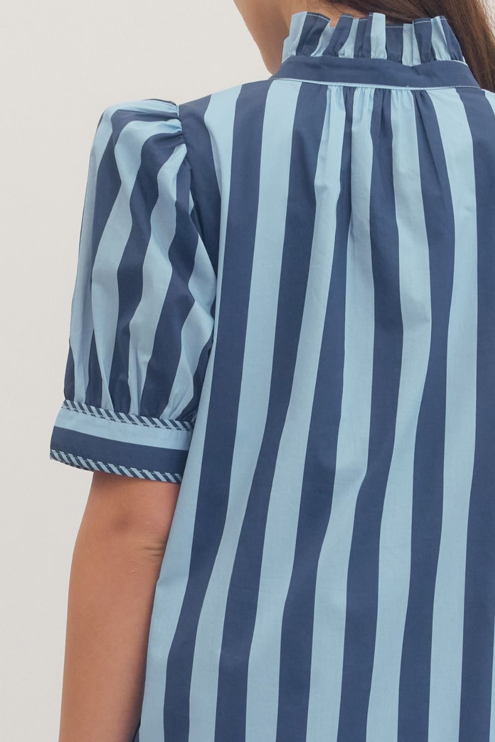 Puff Sleeve Striped Midi Dress