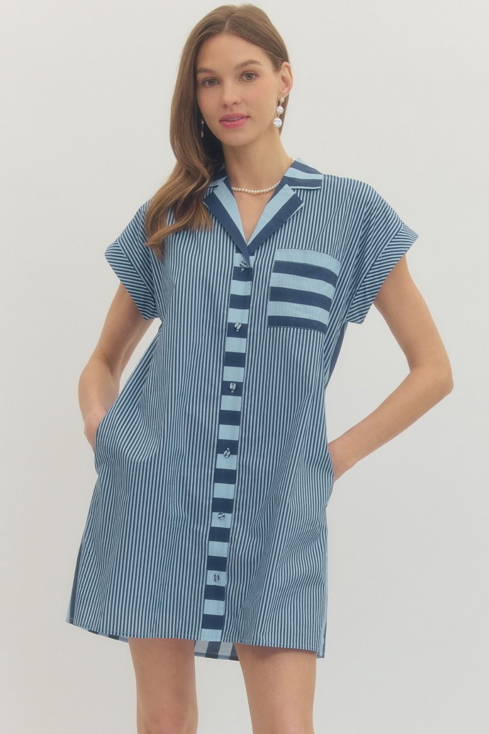 Contrasting Striped Mini Dress