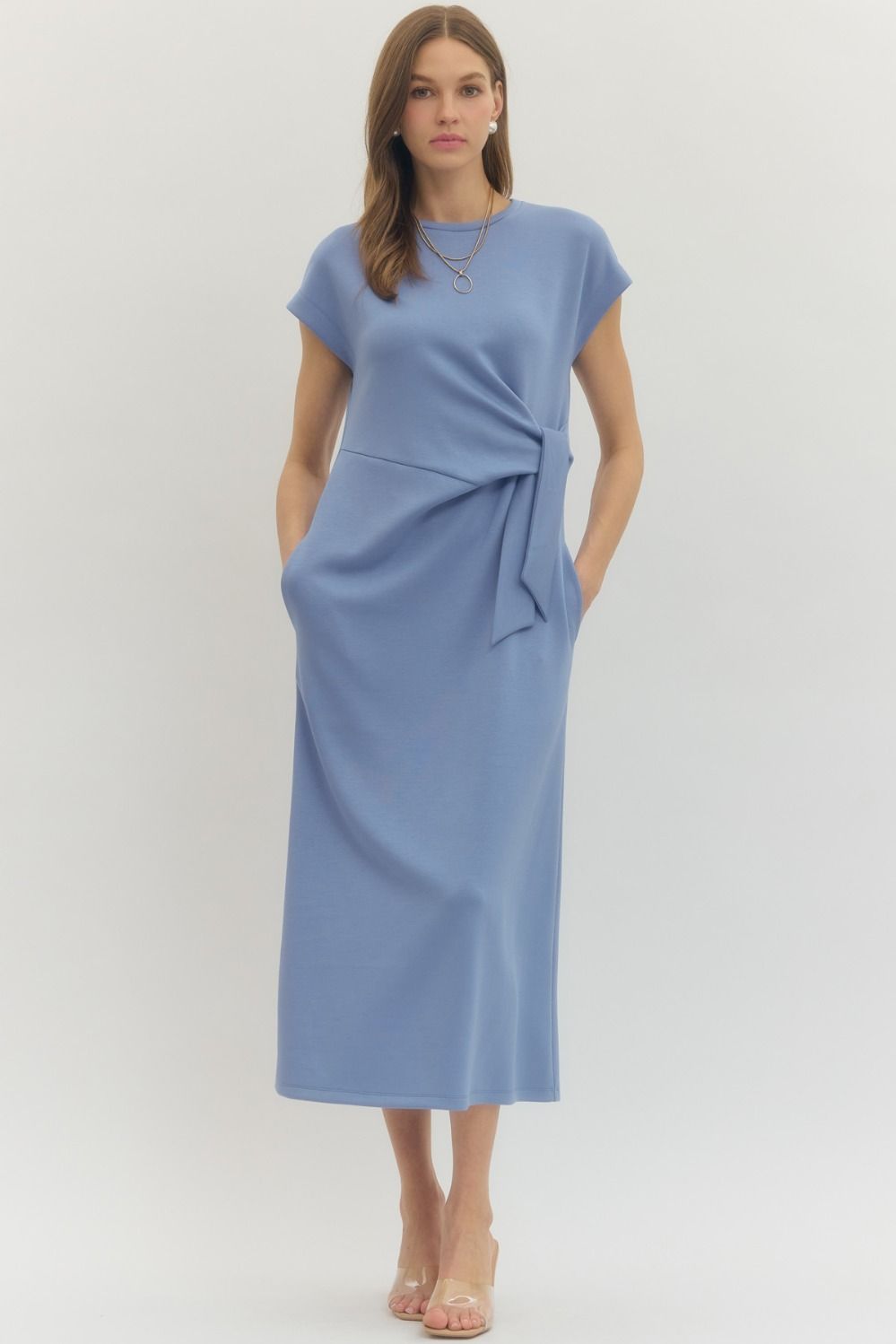Side Tie Midi Dress
