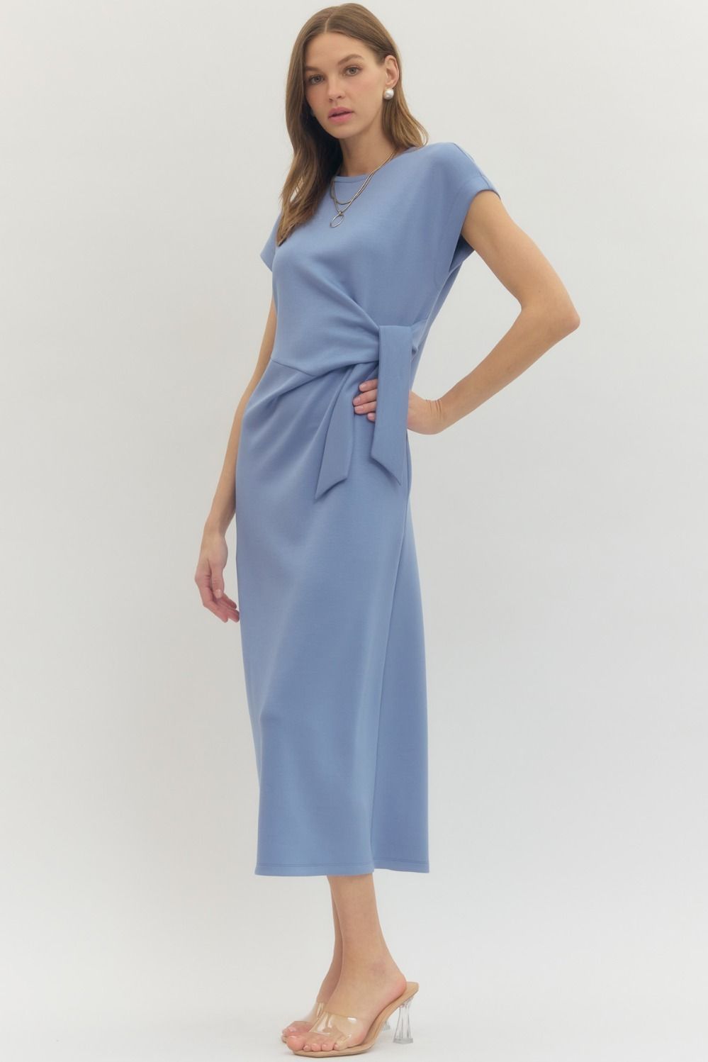 Side Tie Midi Dress