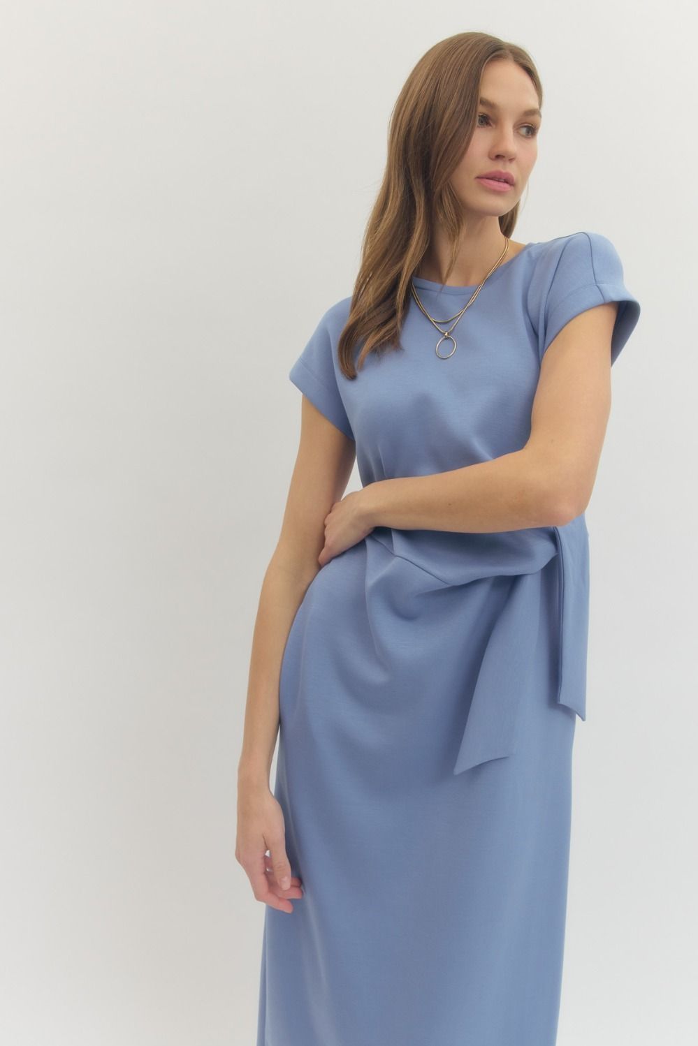 Side Tie Midi Dress