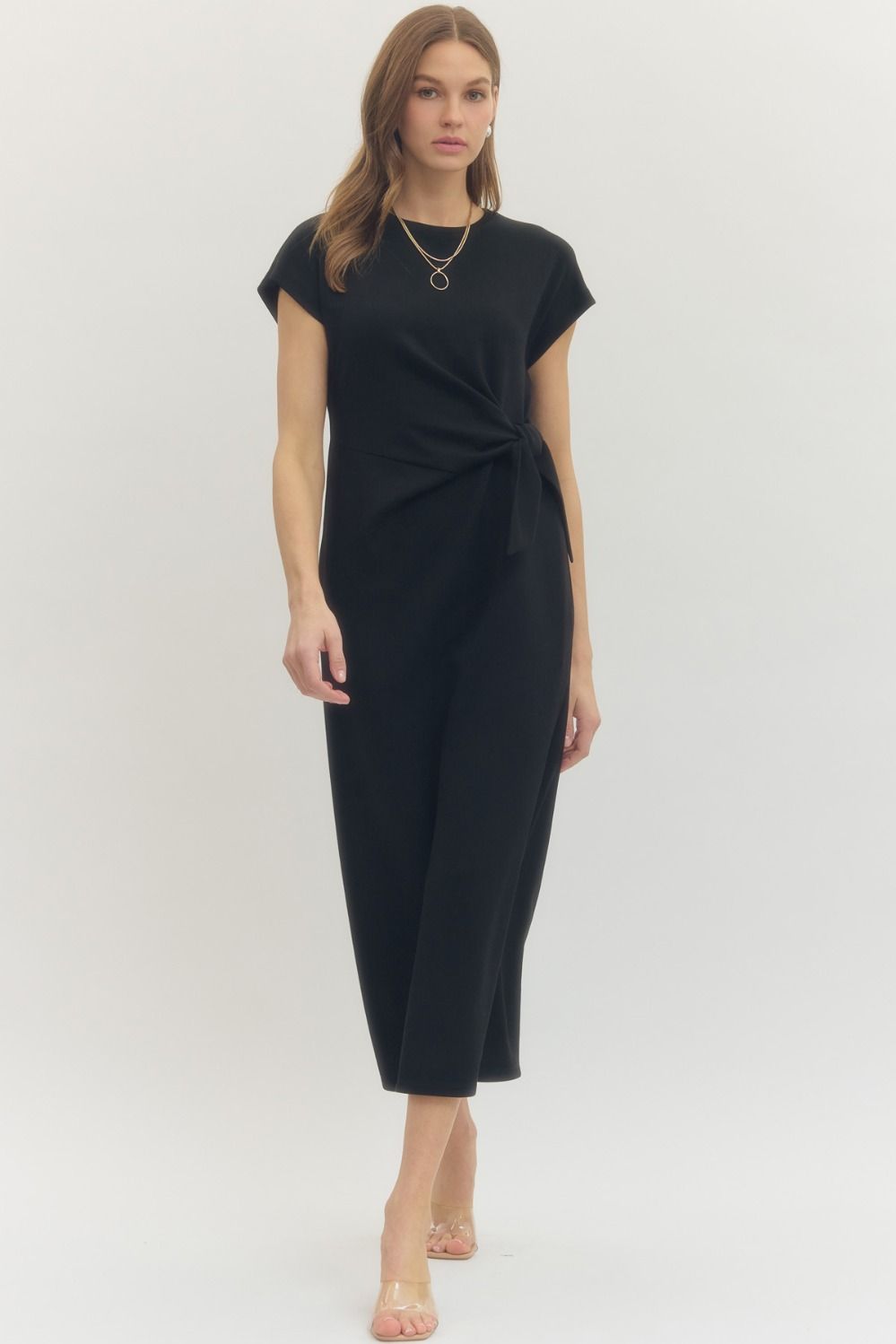 Side Tie Midi Dress