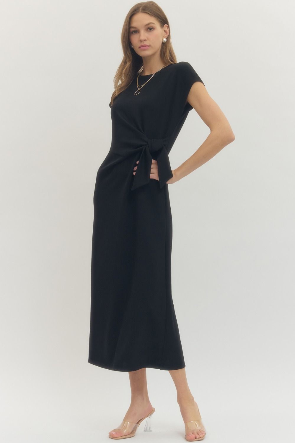 Side Tie Midi Dress