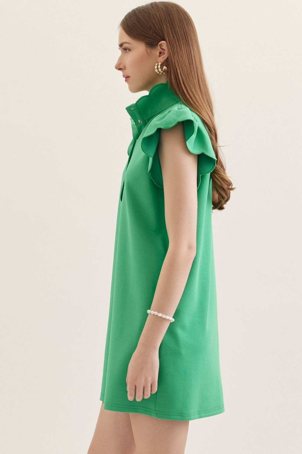 Scallop Flutter Sleeve Dress