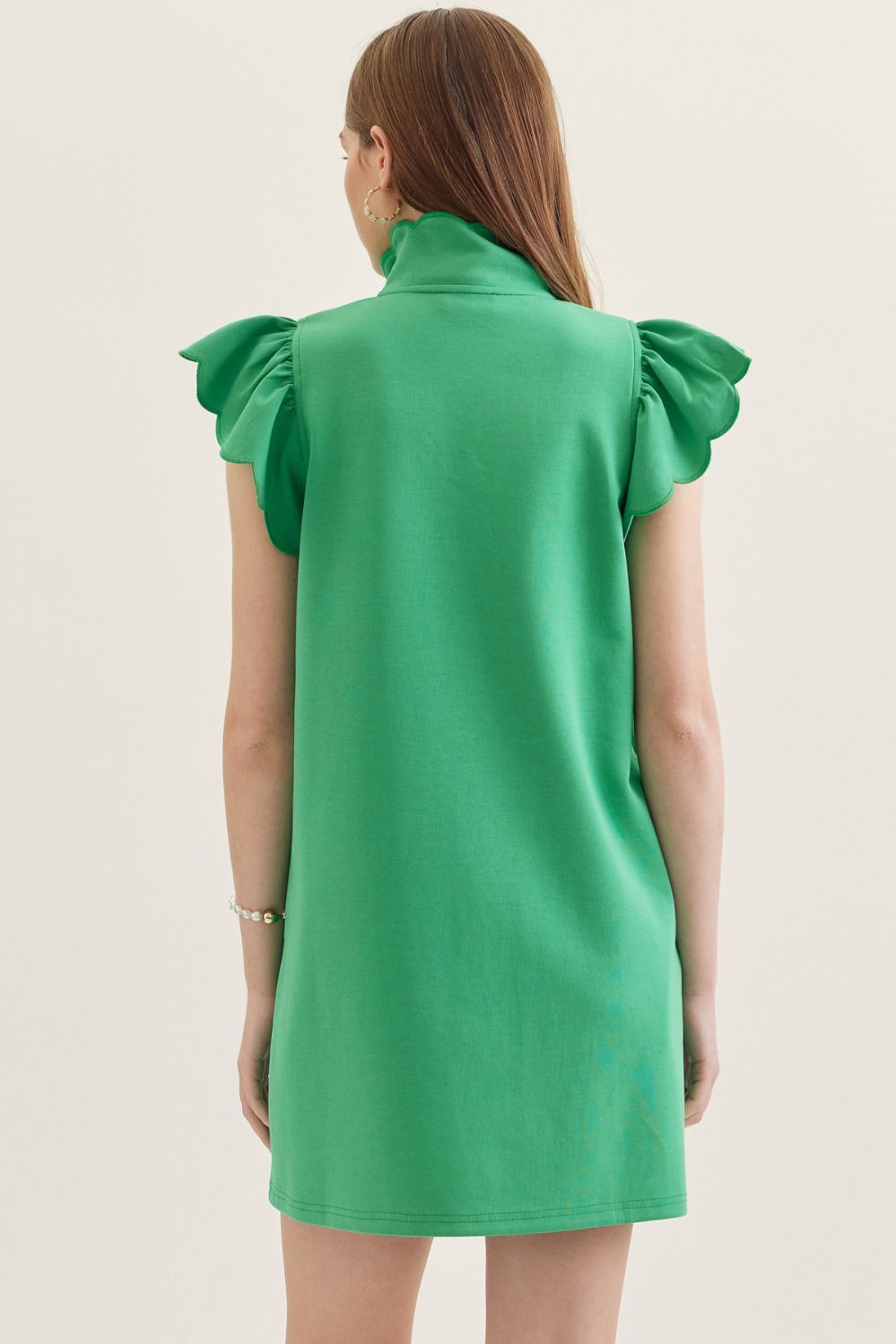 Scallop Flutter Sleeve Dress