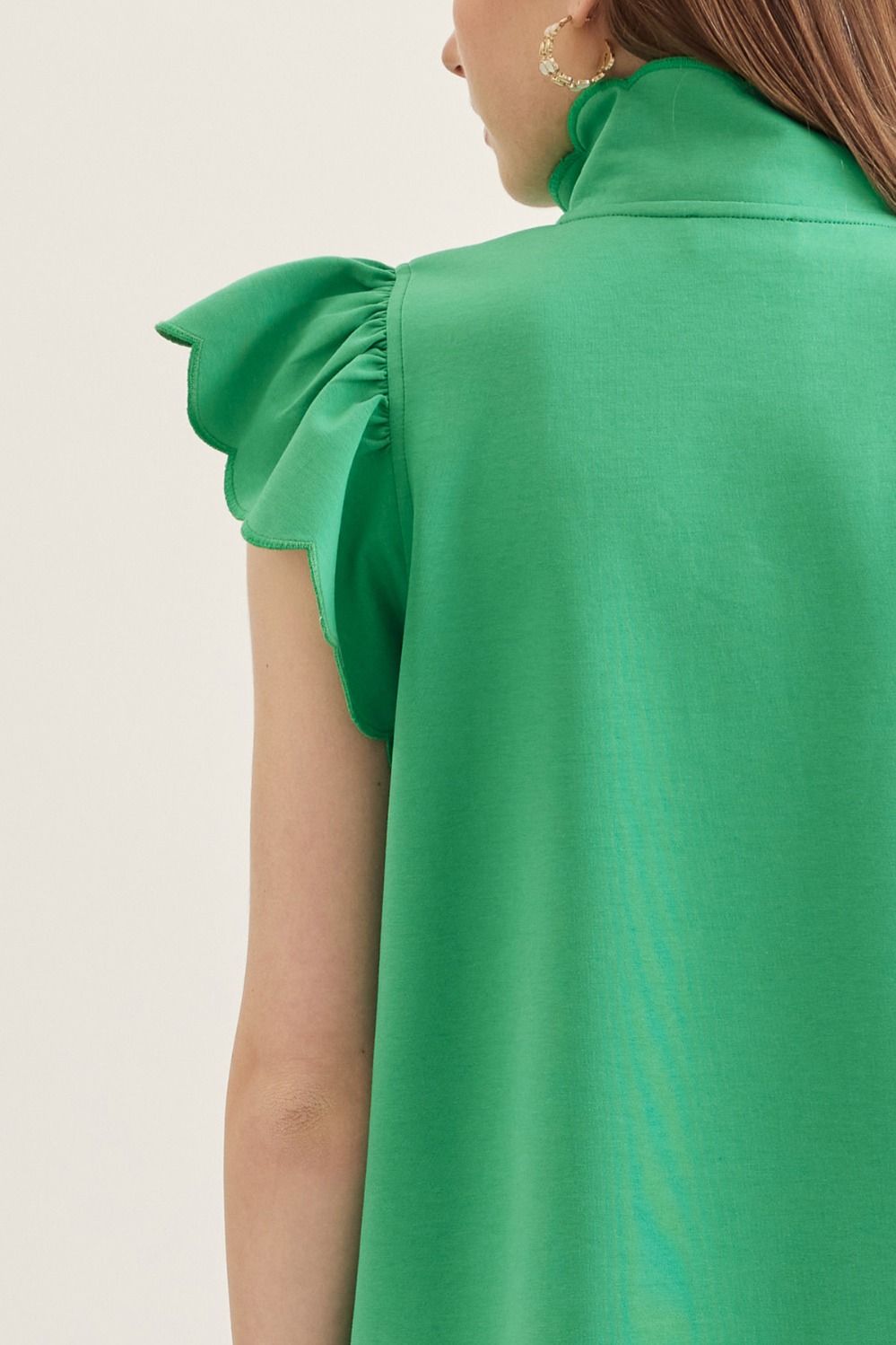 Scallop Flutter Sleeve Dress