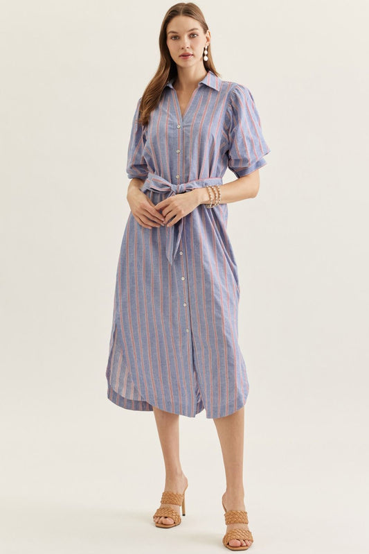 Striped Midi Shirt Dress