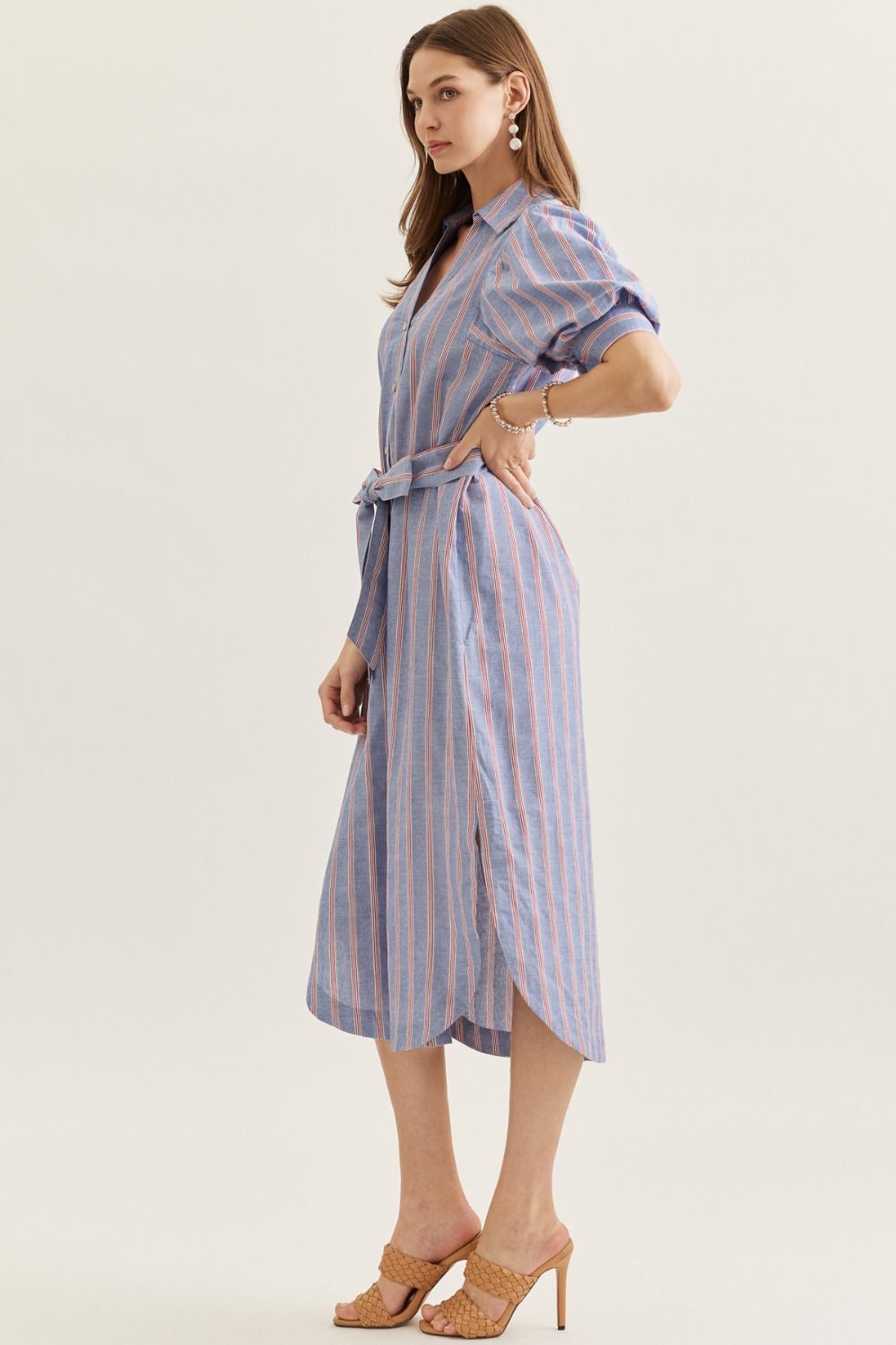 Striped Midi Shirt Dress