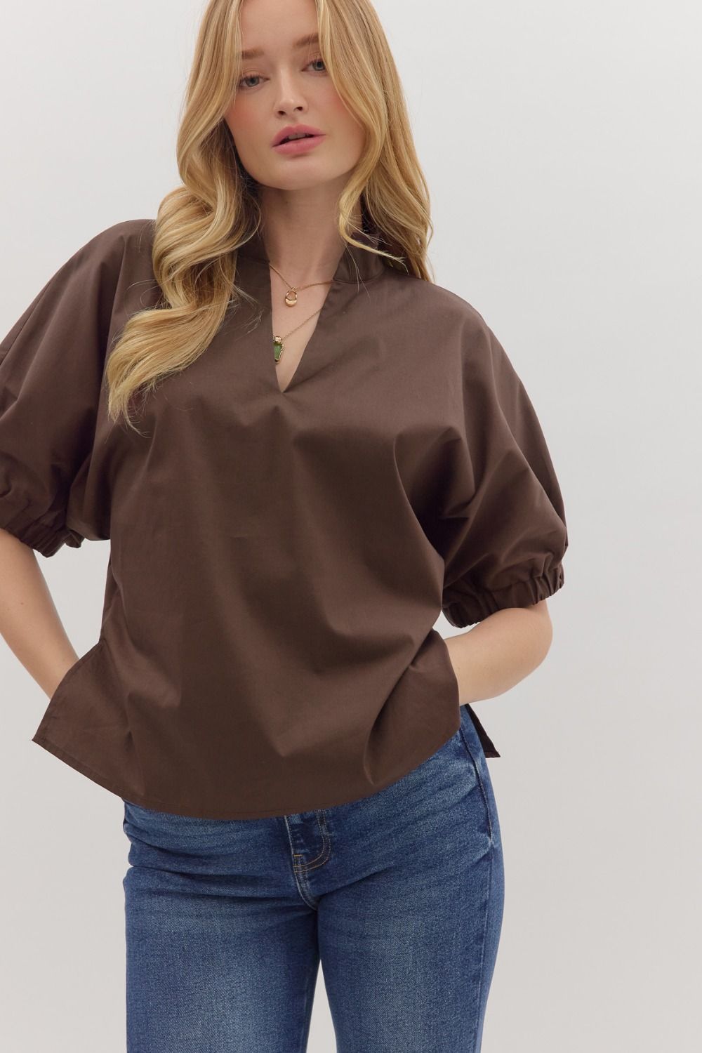 Puff sleeve Popover Top