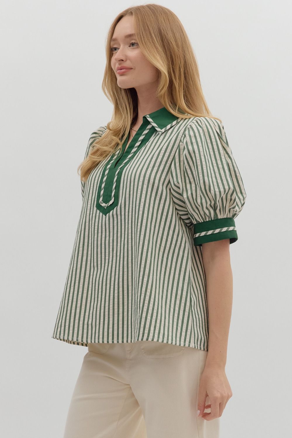 Striped Popover Top