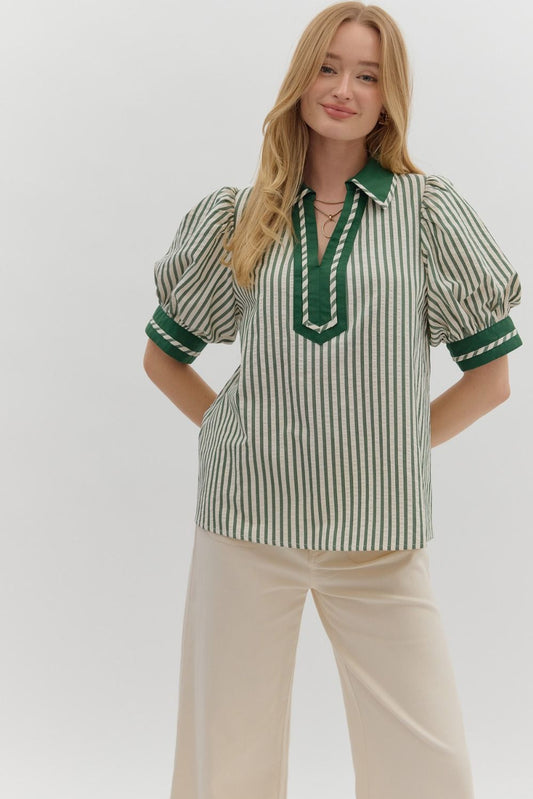Striped Popover Top