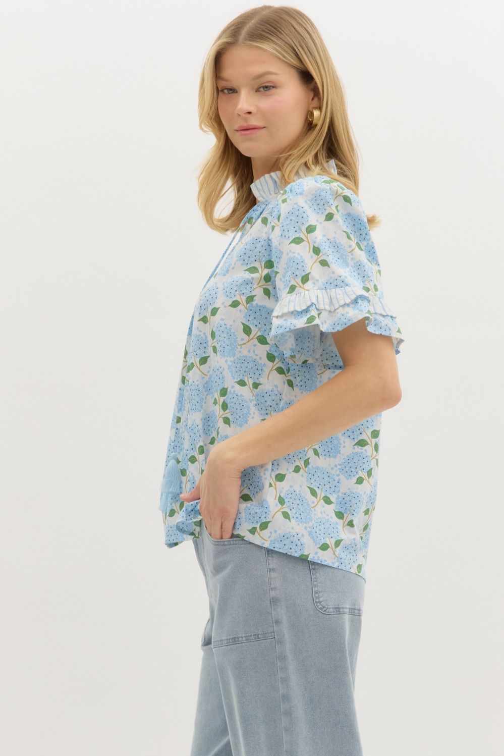 Floral Ruffle Sleeve Top