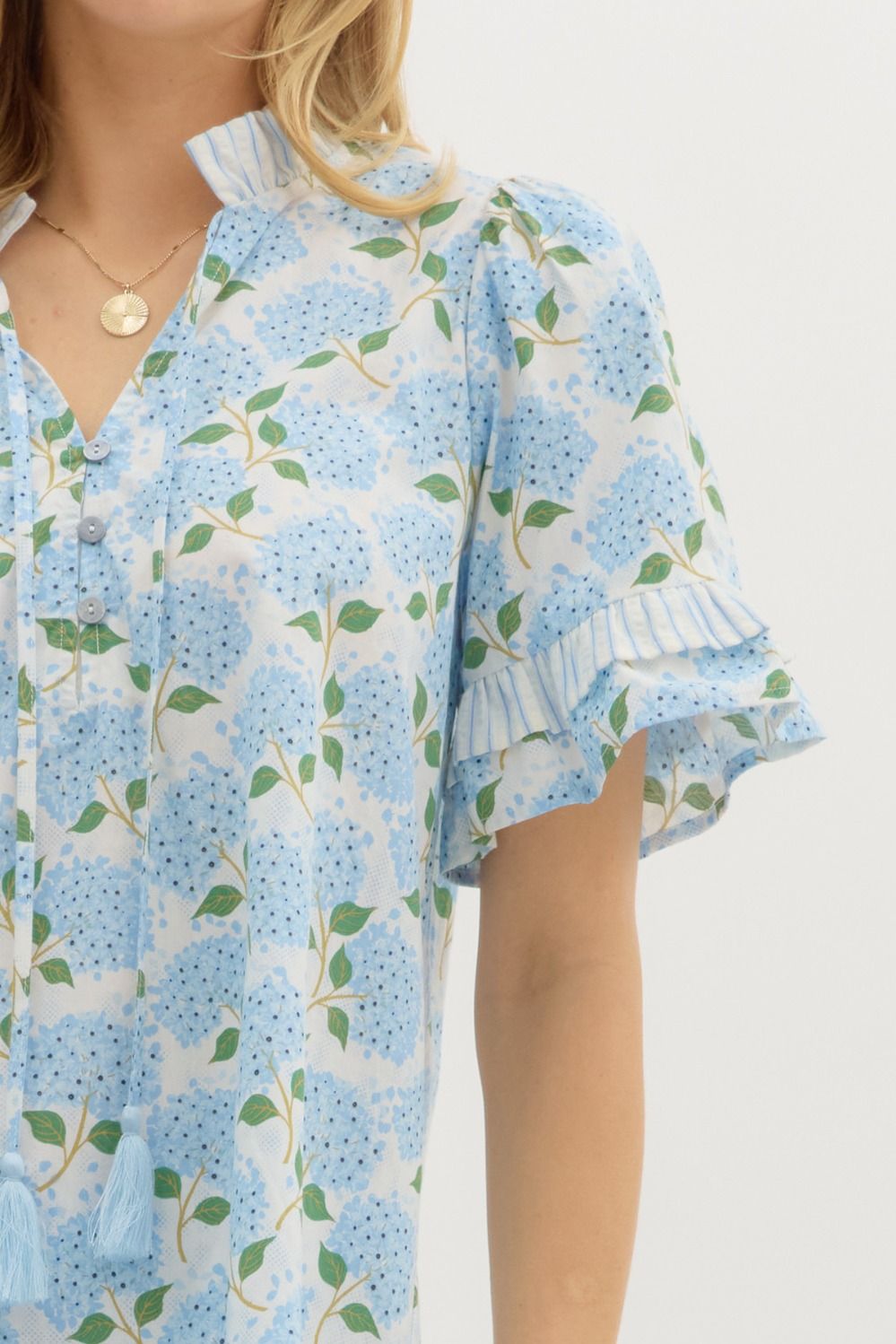 Floral Ruffle Sleeve Top